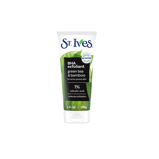 BHA Green Tea & Bamboo Face Scrub, Facial Exfoliant For Acne Prone Skin