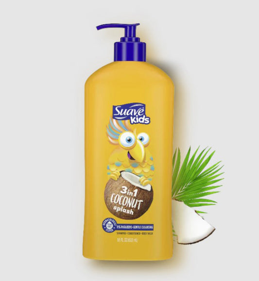 Suave Kids 3In1 Shampoo +Conditioner Body Wash Coconut Splash